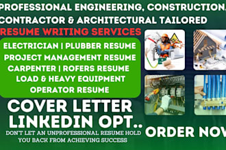 write ats electrician, plumber, welder, carpenter project manager roofers resume