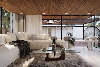 do interior modern house, villa interior design, living room floor plan, render