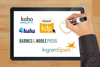 edit, format and published your ebook on amazon kdp, barnes and noble, lulu
