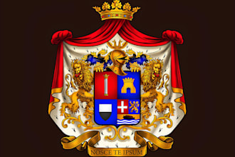 do heraldic, vintage, family crest, coat of arms logo and nay graphics design