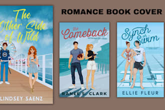romance book cover design, ebook cover, book cover illustration for amazon kdp