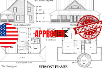 create floor plan, foundation and framing for city permit adu, USA pe stamp