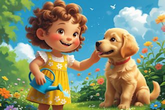 illustrate 2d children book cover and storybook characters