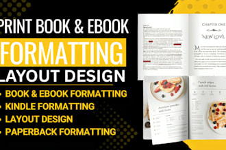 do ebook formatting and layout design, book layout, book cover, typesetting