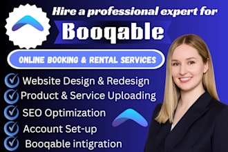 set up a booqable rental service, online booking, website with SEO optimization