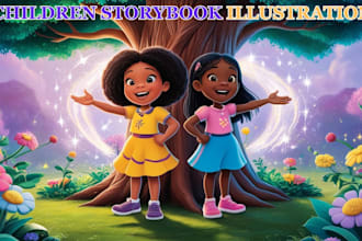design children story book illustration, kids story, book cover