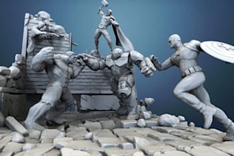 sculpt 3d battlemat, custom 3d terrain, 3d diorama models, dnd miniatures,zbrush