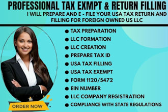 prepare and efile form 1120 5472 1040 cpa US tax filling US llc registration