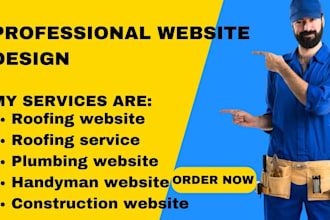 design construction, roofing, hvac, handyman, plumbing website on wix, wordpress