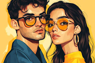 create professional disney couple portrait illustration