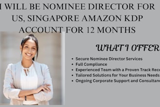 be nominee director for US, singapore amazon kdp account for 12 months
