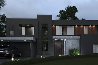 renovate 3d luxury villa, house exterior, interior rendering, yard design, patio