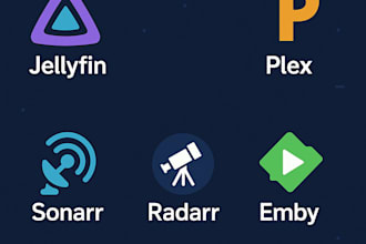 install and setup media server like jellyfin,plex, emby,sonarr,radarr,qbittorret