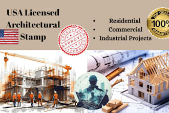 do usa ca, tx, il, fl, ga, oh architectural plan stamp for city permit