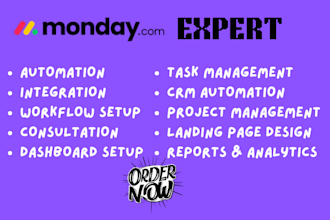 setup monday CRM make com asana clickup trello notion dashboard and automations
