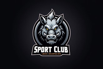 do furious boar head sport club concept mascot logo design