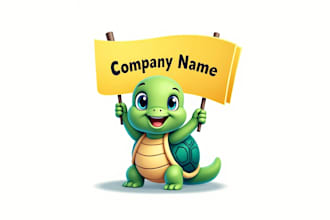 do turtle cartoon mascot logo design