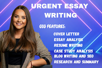 do urgent essay writing and blog writing as an expert writer