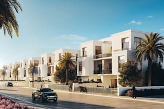 build 3d real estate interior,exterior design,landscape,terrace house,mini beach
