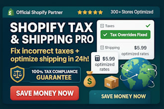 setup shopify shipping profiles, tax and duties and fixing of bugs