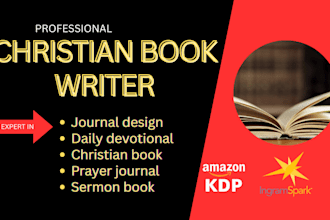 christian ebook writer, daily devotional, prayer journal design, sermon book