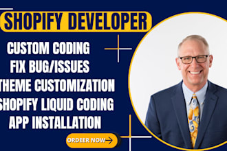fix shopify bug , custom coding, theme customization and shopify liquid coding