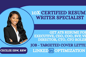 write executive, CEO, coo, svp, vp, director, cto, cfo resume