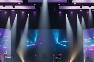 do 3d event center design, stage modeling, interior rendering