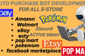 develop auto purchase bot for amazon, popmart, pokemon, amazon, poizon