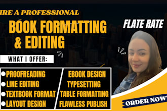 line edit, proofread format textbook, fiction novel, canva ebook, kindle cover