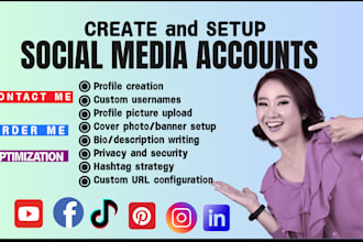 create and setup x twitter facebook instagram tiktok social media accounts