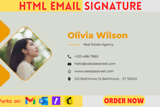 design a clickable HTML email signature for gmail, outlook, mac and more