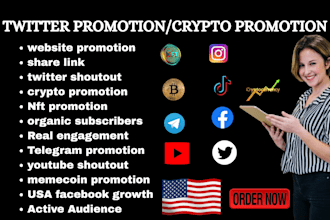 shoutout promote share link to 80m active USA UK fb twitter nft crypto audience