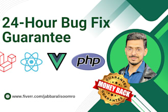 fix PHP, laravel, react and vue bugs  in your website