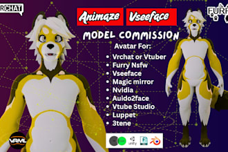 create quality vrchat nsfw furry vtuber vrm 3d model and rigging with animaze