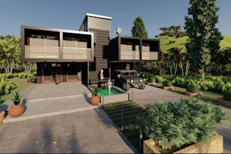 retouch 3d prevaricated house,container house,3d home elevation ,cgi cabin house