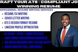 craft an ats optimized resume, CV, cover letter and linkedin profile opt