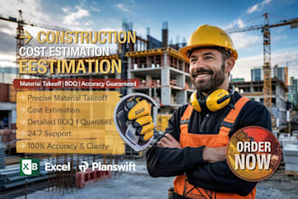do material take off, construction cost estimation, bills as quantity surveyor