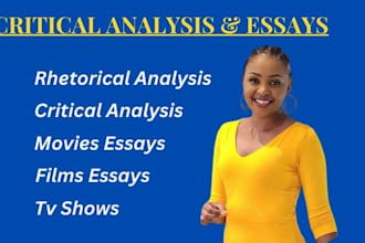 do rhetorical, critical analysis of articles, film, movie review, TV show essays