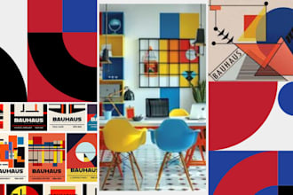 design bauhaus art logo,  travel postal in retro vintage or vintage minimalist