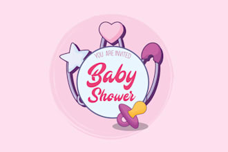draw baby shop, child care, day care, school and kids logo