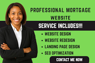design a professional mortgage website, loan landing page, or insurance website