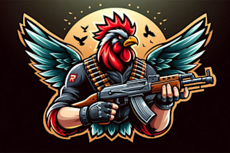 do amazing rooster gunner logo for you in just two days