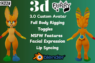 model realistic 3d furry vtuber model, vrchat avatar, 3d nsfw, animaze, vseeface