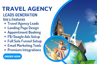 generate travel agency hotel booking tourism vacation leads via fb and google ad
