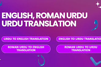 provide urdu, english, and roman urdu translation services