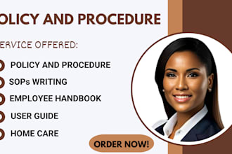create home care policy and procedure manuals, employee handbook, sops, ndis
