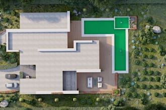 renew minimalist house villa,ocean front,beach house,landscape design,cgi render