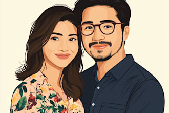 make a funny couple caricature portrait
