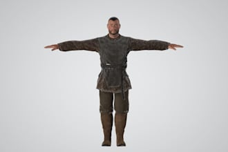 video games 3d model, cartoon character, 4k texture, ue5 rig for game, animation